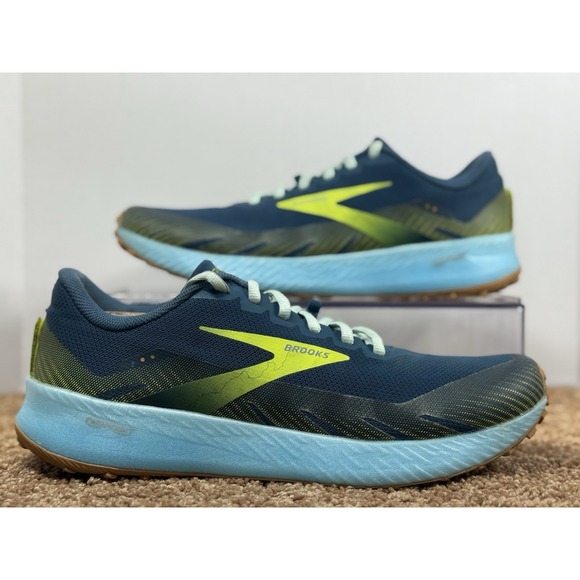 Brooks Catamount Mens Size 11.5 Trail Running Blue/Lime Sneakers - NO INSOLES - main image 2